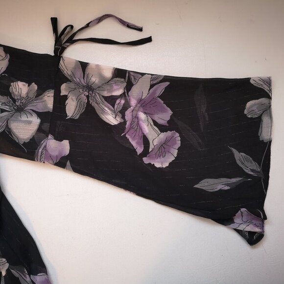 Ricki's Ladies Size 14 Black with Purple & Grey Flower Pattern Tunic - Picture 7 of 11